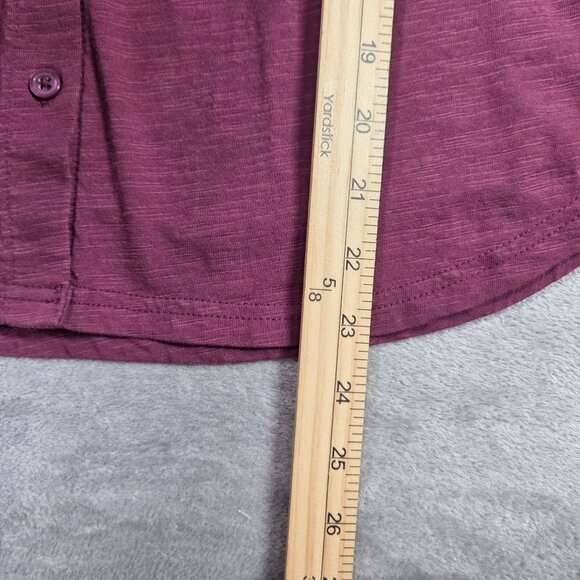 Pact Top Womens Medium Burgundy Organic Cotton Oversized Boxy Casual Button Up - Picture 7 of 7